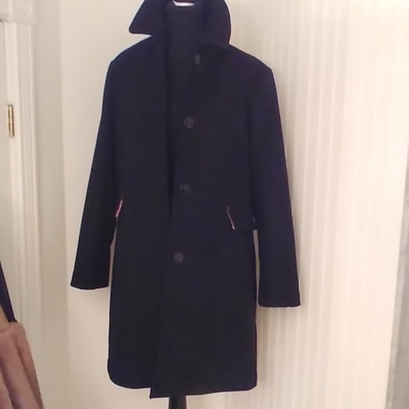 NWOT Large Kate Spade Black Business Casual Wool Blend Pink Lined Coat - Picture 6 of 6